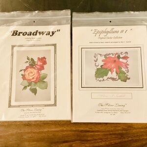 Lot of 2 THE SILVER LINING Counted Cross Stitch BROADWAY Roses Epiphyllum Cactus